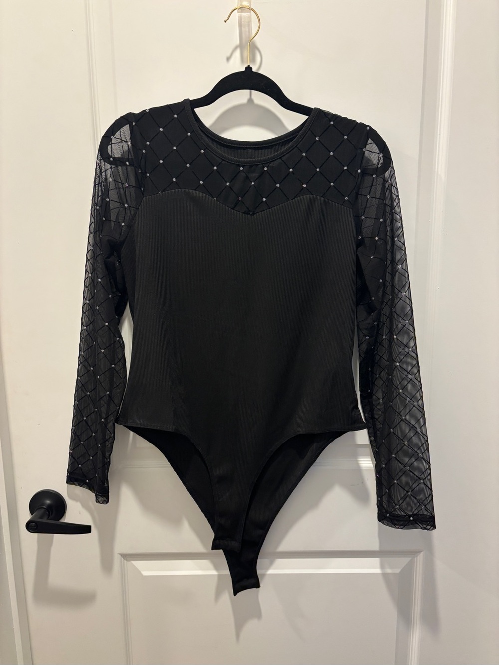 SHEIN Black Ribbed Crewneck Top